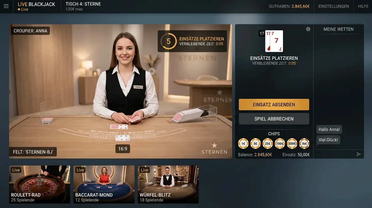 Live Casino — Auswahl bei Spinmacho
